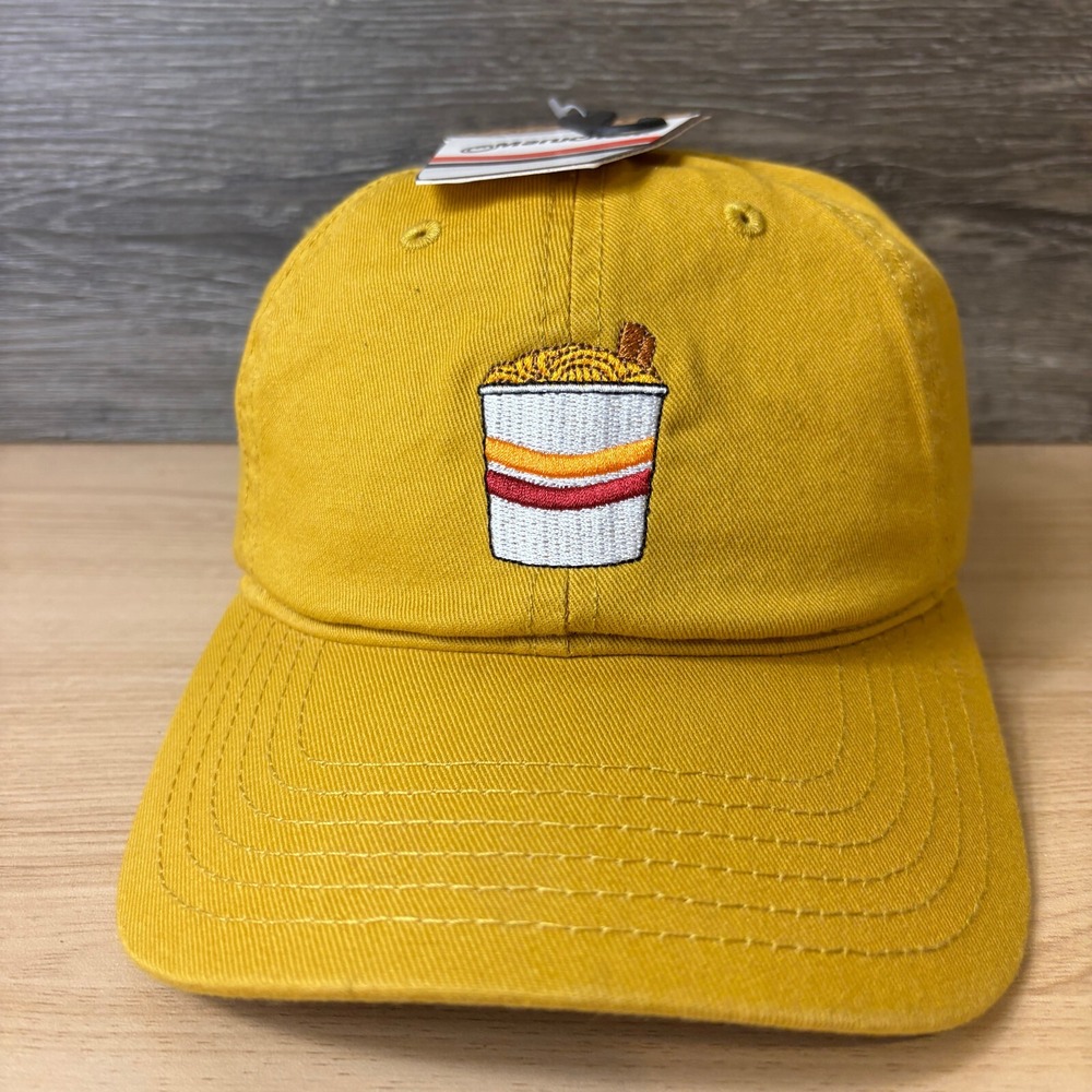 Ramen Hat Cap Strap Back Yellow Top Ramen Cup Noodles Adjustable NWT - Picture 3 of 11